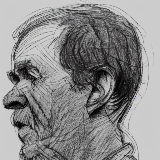 Prompt: a realistic yet scraggly portrait sketch of the side profile of a stern and sophisticated robert fripp, trending on artstation, intricate details, in the style of frank auerbach, in the style of sergio aragones, in the style of martin ansin, in the style of david aja, in the style of mattias adolfsson