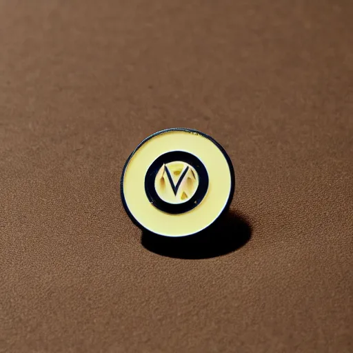 Image similar to a photo of a retro minimalistic clean fire warning enamel pin, studio lighting, behance