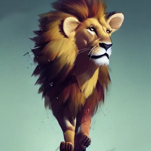 Prompt: half lion half deer artwork by Sergey Kolesov