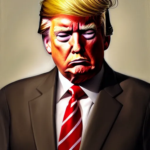 Image similar to portrait donald trump as a scowling toddler, fine art, award winning, desaturated, brown tones, intricate, elegant, sharp focus, cinematic lighting, digital painting, 8 k concept art, by michael hussar and greg manchess and brom and z. w. gu, 8 k