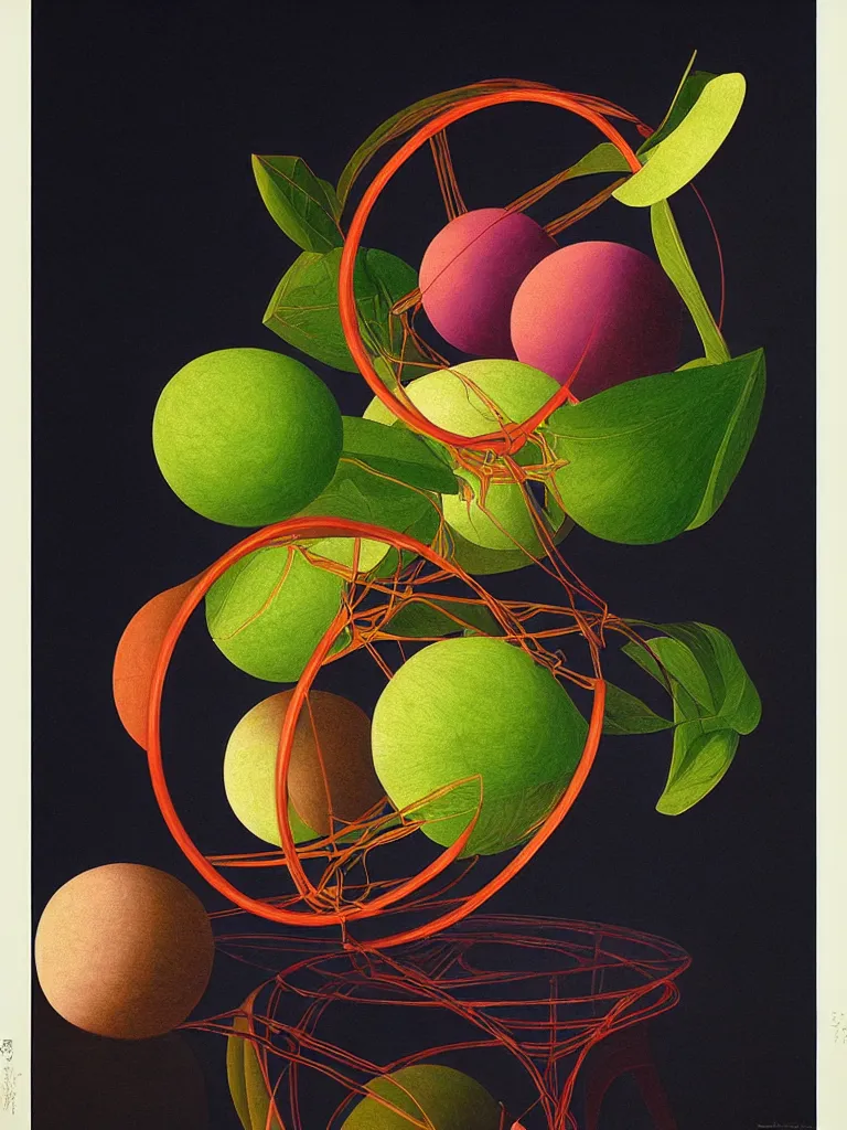 Image similar to hyperrealistic still life portrait of a tesseract, impossible shape, by caravaggio and yosumo okuta, botanical print, surrealism, vivid colors