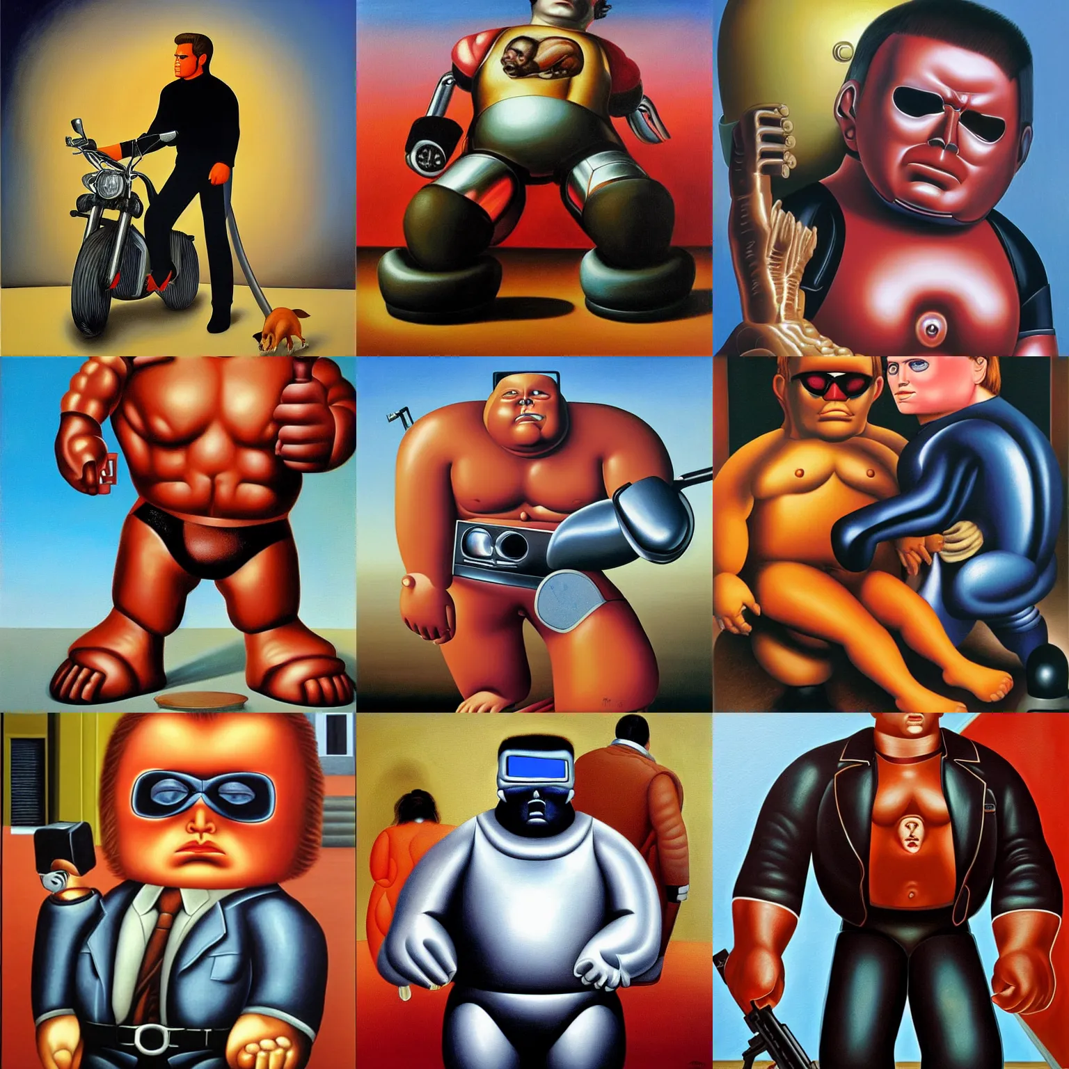 Prompt: the terminator, painting by fernando botero