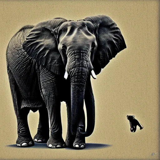 Image similar to an elephant as dust in the air, digital art