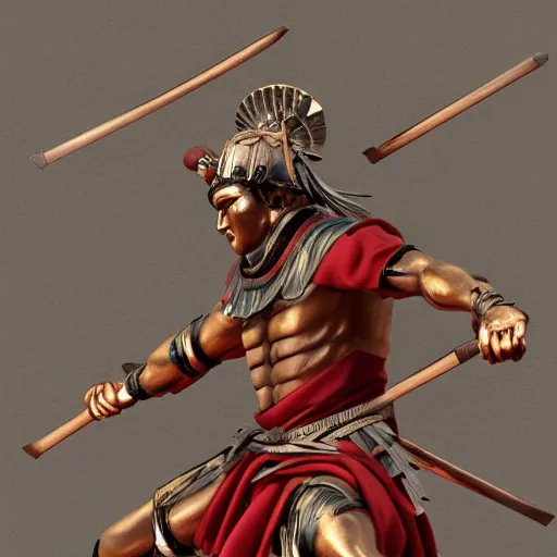 Image similar to greek statue of japanese samurais fighting aztec gods, historical artwork, museum art, rome greece, india, france, china artstation, tumblr