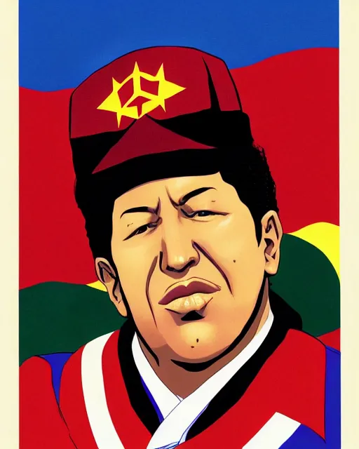 Image similar to Hugo Chavez portrait by Hirohiko Araki, Araki style, JJBA, anime