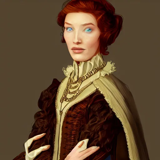 Prompt: eleanor tomlinson posing in tudor fashion, highly detailed, digital painting, artstation, concept art, smooth, sharp focus, illustration