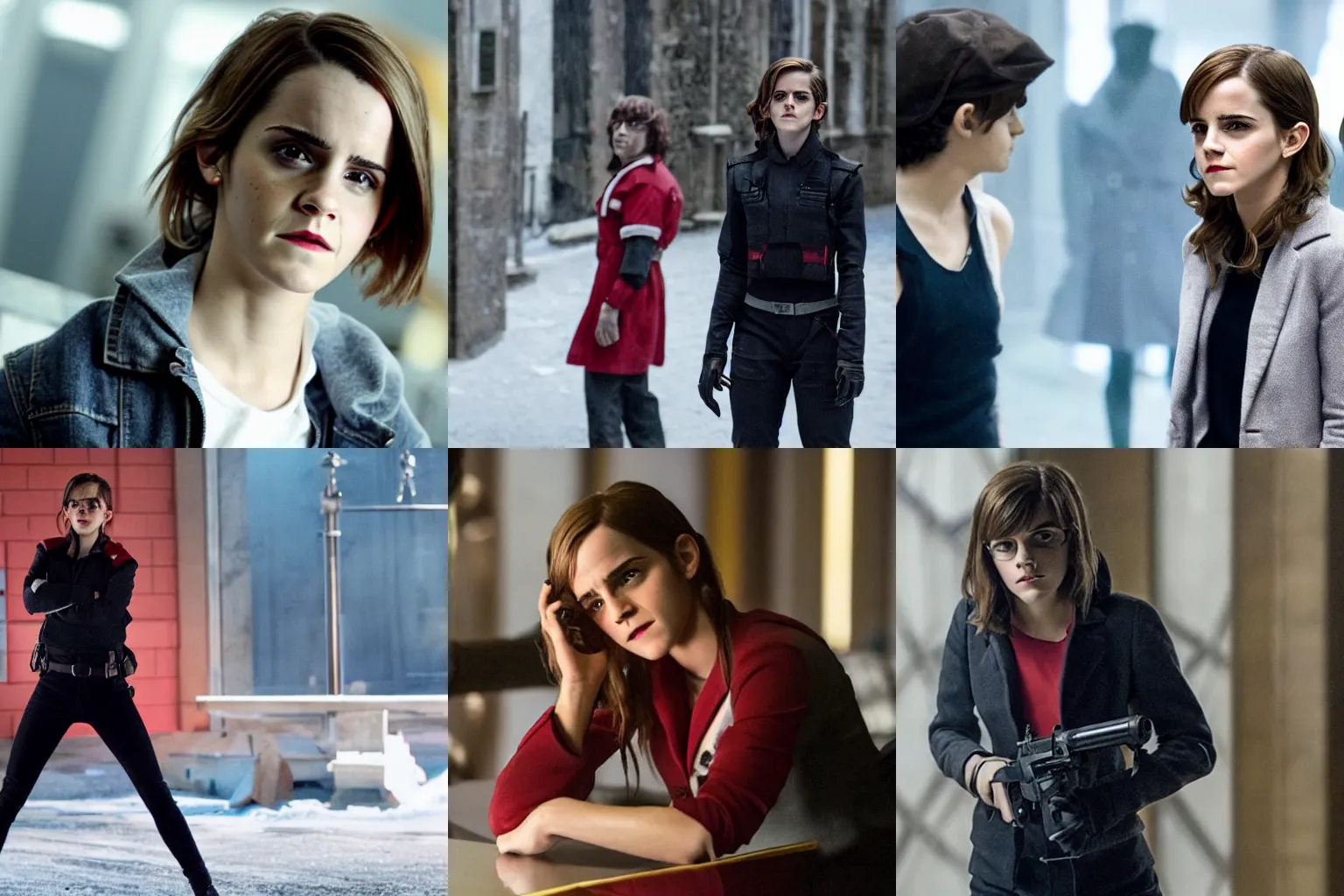 Prompt: Still of Emma Watson in Money Heist Netflix show