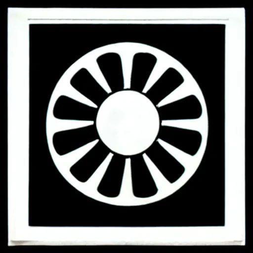 Prompt: minimal geometric sun symbol by karl gerstner, monochrome, symmetrical