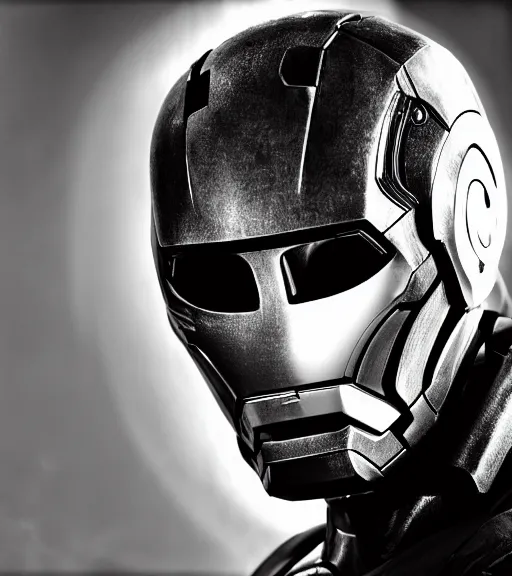 Prompt: Tom cruise wearing partial broken superior ironman mask only in pain and anger deep dark backlit night technoir cinematic monochromatic portrait photo by Leica Zeiss in detailed depth of field lens flare trending on Flickr realistic hd by frank Miller