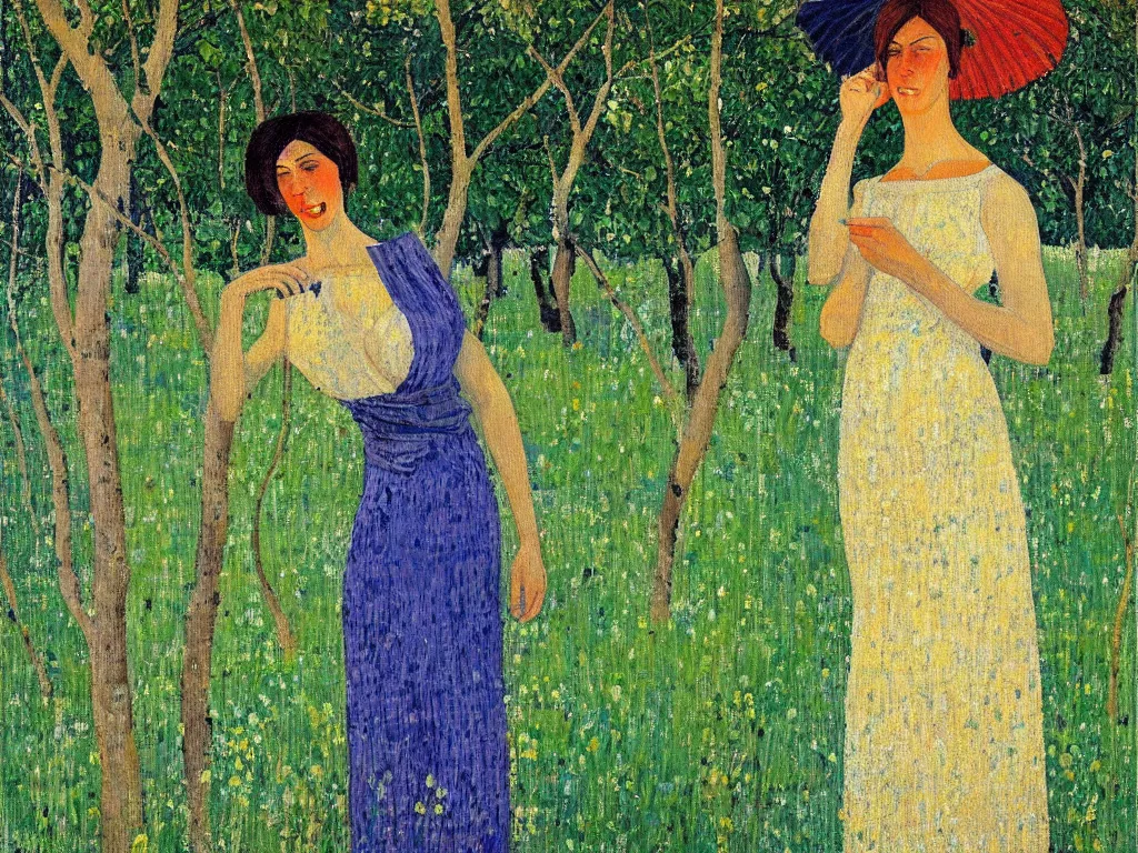 Image similar to a painted portrait of a women outdoors in thought, art by felice casorati, aesthetically pleasing and harmonious colors, impressionism, expressionism