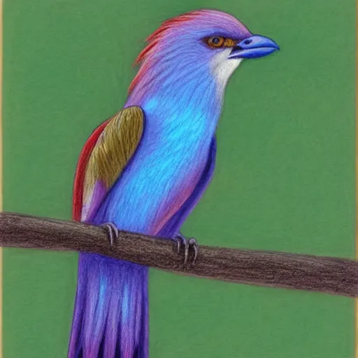 Prompt: a color pencil drawing of an lilac - breasted roller - eater by natalia rojas and ana maria martinez jaramillo, pastel color, wingspan, high quality, artstation, 4 k, realism, ultra realistic, fine art, white background, professionnal work