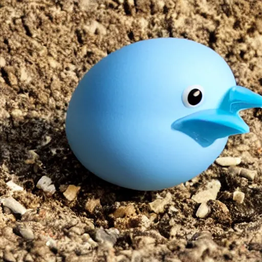 Prompt: a blue chicken hatching from an egg