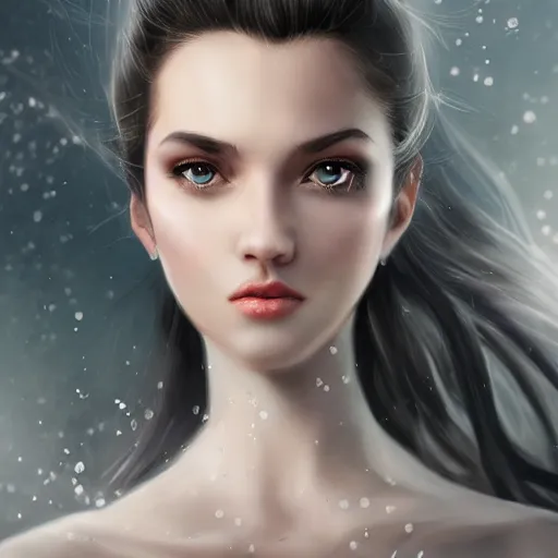 Image similar to beautiful girl, portrait, ice magic, long face, sharp features, black hair, dark robe, sharp focus, intricate, elegant, highly detailed, cgsociety, trending on artstation, dnd, castle background, warm light, concept art, illustration