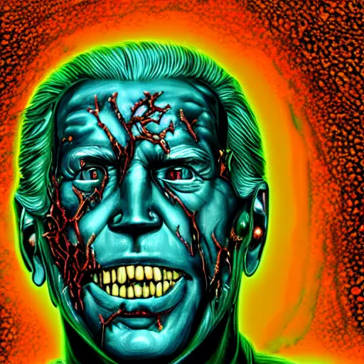 Prompt: biden became bloody ugly lovecraftian degenerate abomination, photo - realistic, color image, 2 k, highly detailed, bodyhorror, occult art, fractal structure