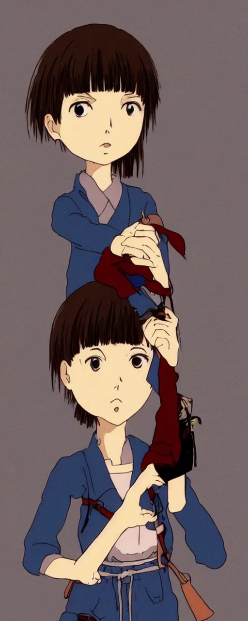 Prompt: Hayao Miyazaki styled Mathilda from the professional