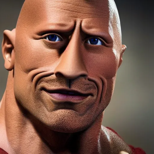 Prompt: dwayne johnson as a muppet. highly detailed felt. hyper real photo. 4 k.