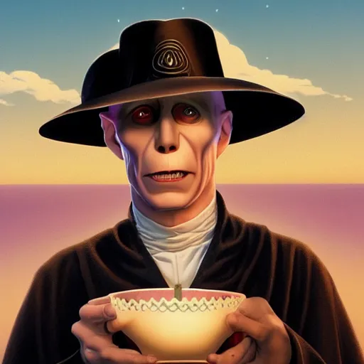 Prompt: darth voldemort wearing a mexican sombrero, eating popcorn in the beach, by michael whelan and tomer hanuka, close up portrait full of details, by makoto shinkai and thomas kinkade, matte painting, trending on artstation and unreal engine