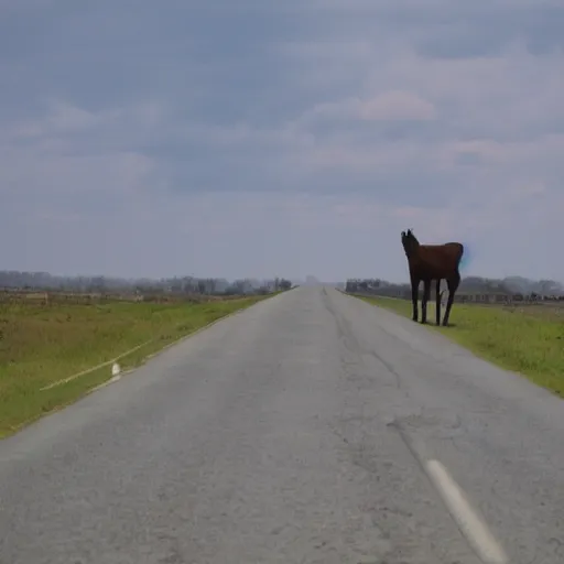 Image similar to horse on a rural highway