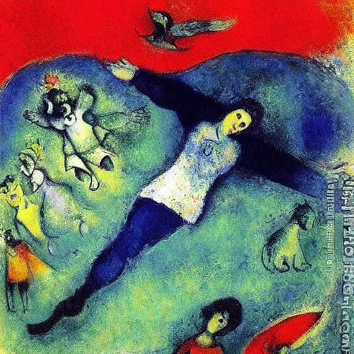Prompt: A painting by Chagall, fly