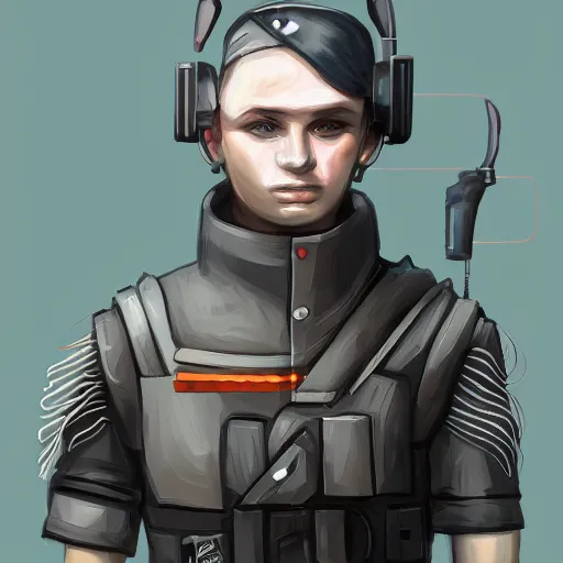 Image similar to character portrait, cyberpunk soldier