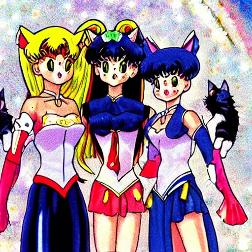 Image similar to photo, three cats from sailor moon