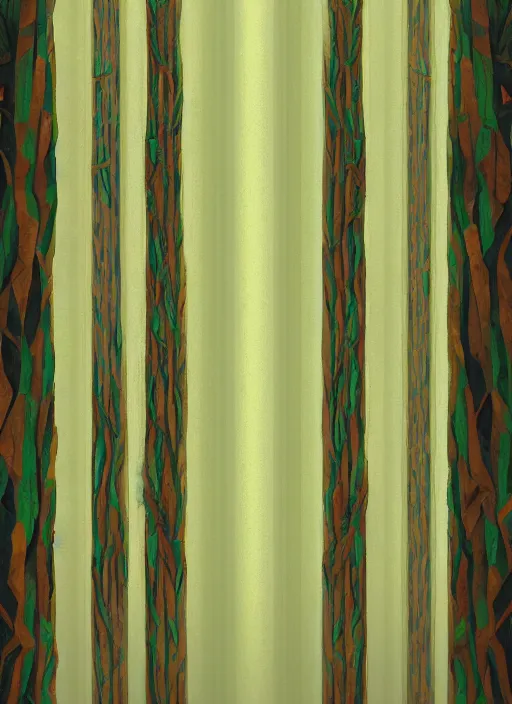 Image similar to a drawing of a forest with tall columns, a digital rendering by wolfgang zelmer, behance, generative art, matte drawing, anaglyph filter, isometric