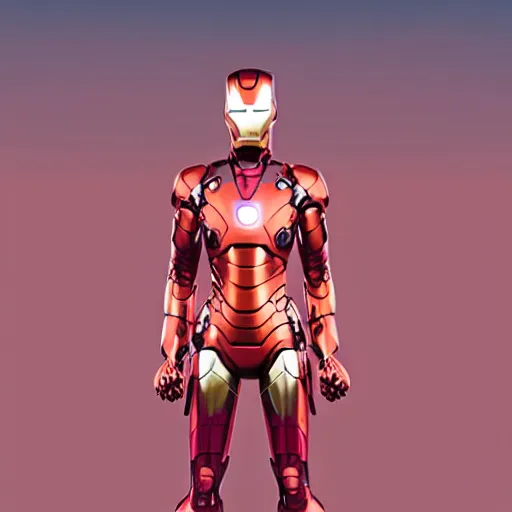 Image similar to orange and pink female iron man suit, 4k realistic photo