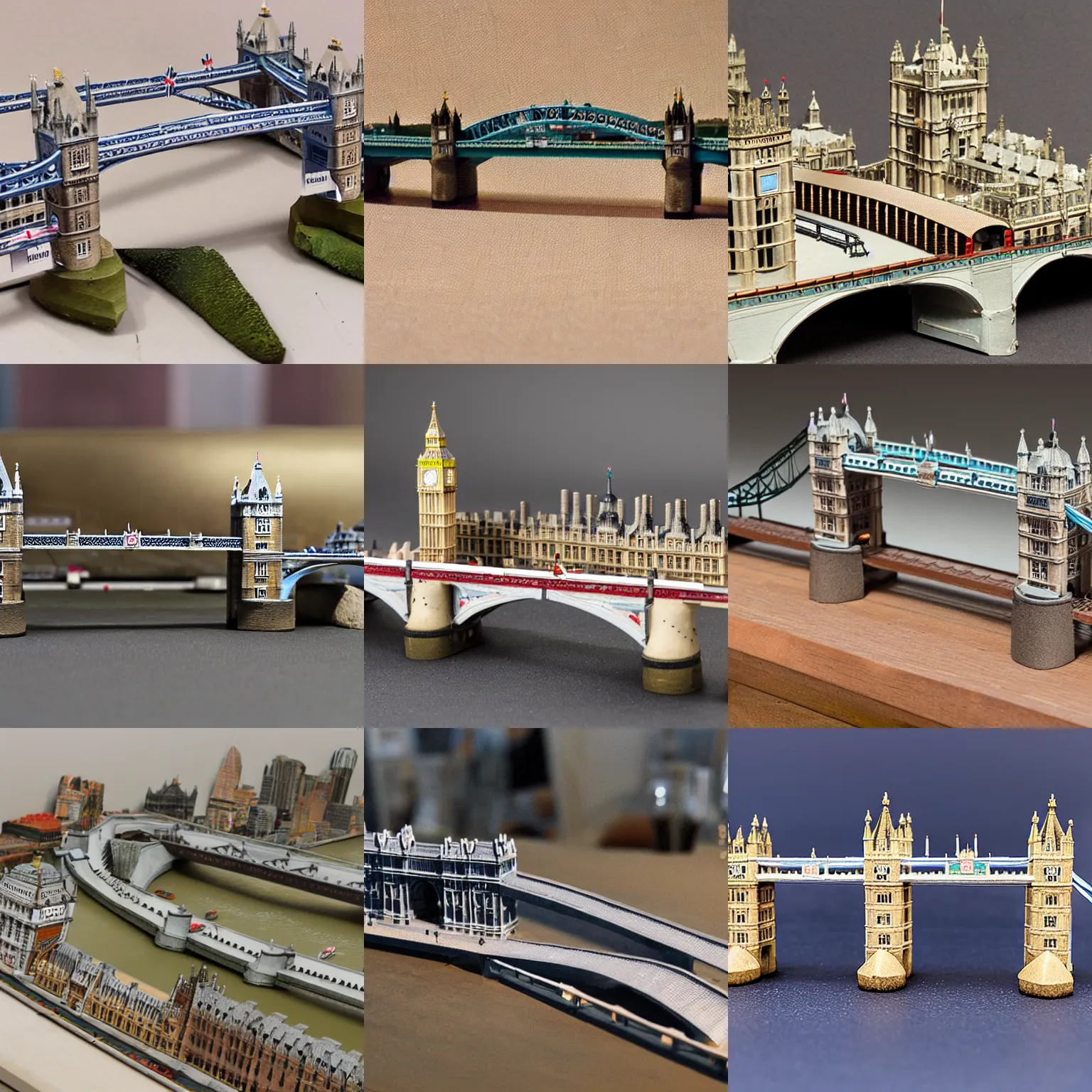 Prompt: miniature model of london bridge