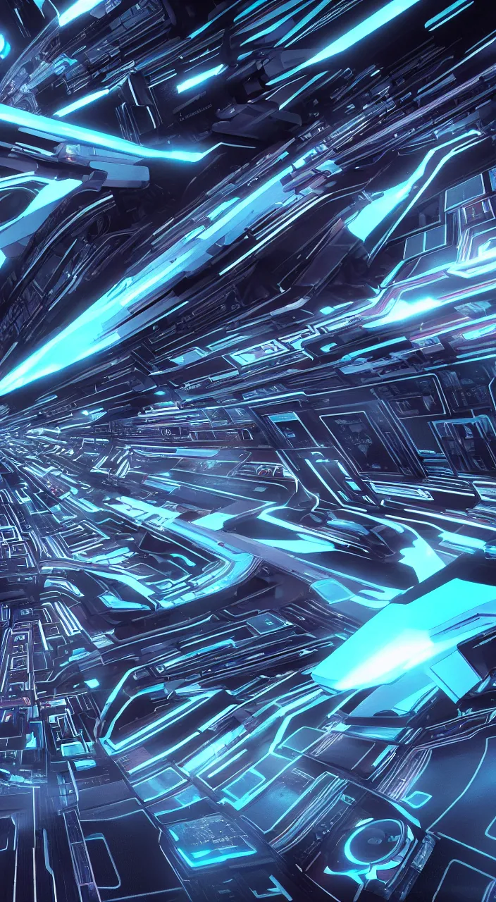 Prompt: “Cray supercomputer generated imagery of movie Tron, cinematic, anamorphic”