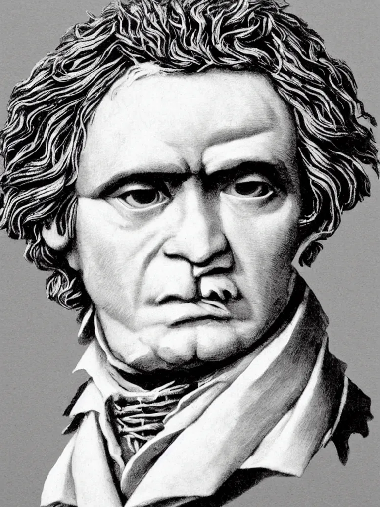 Image similar to portrait of beethoven made using wires only