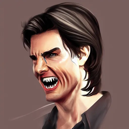 Prompt: Tom Cruise as a man-eating spider. Trending on artstation.