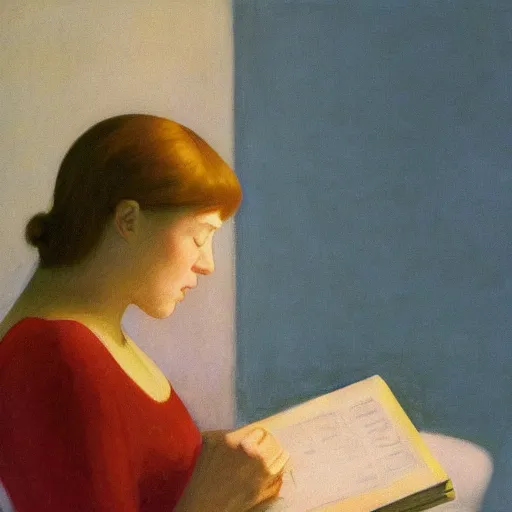 Image similar to close up of a girl with a book, film still by edward hopper, by gottfried helnwein, by klimt, art noveau, highly detailed, strong lights, liminal, eerie, bright pastel colors,