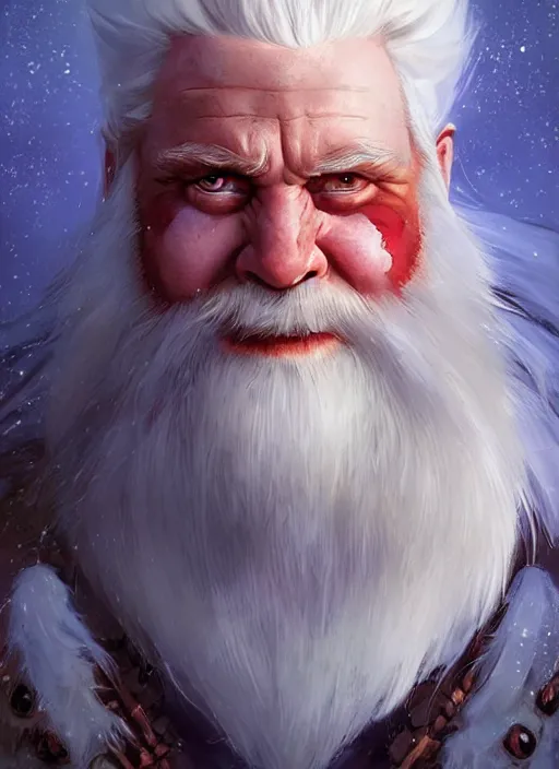 Prompt: dwarf with white hair, red iris, long beard, pale snow white skin, full body character portrait, colorful, highly detailed, digital art by artgerm and greg rutkowski