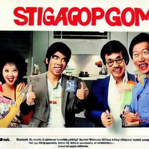 Prompt: a 1 9 8 0 s singaporean promotional poster for a sitcom