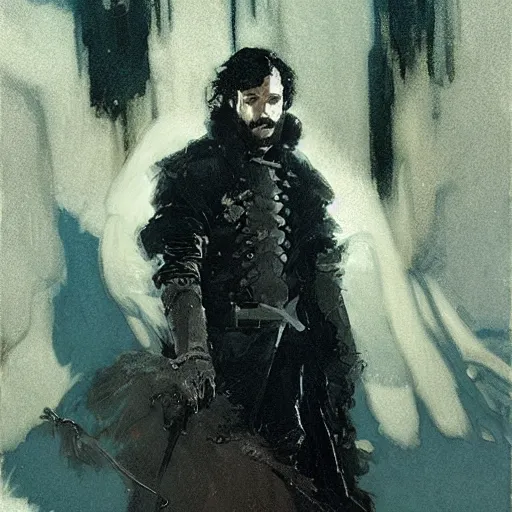 Image similar to john snow, intricate, elegant, highly detailed, greg manchess, mucha, liepke, ruan jia, jeffrey catherine jones, ridley scott