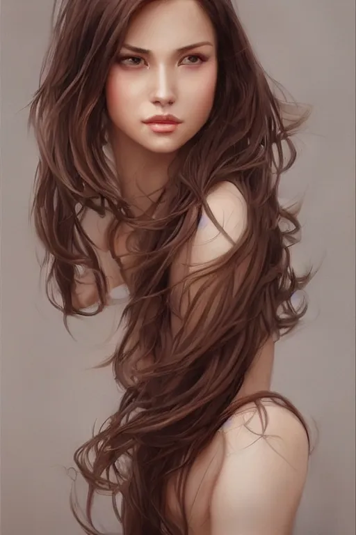 Prompt: a gorgeous female with long brown hair in the style of stefan kostic, realistic, full body, sharp focus, 8 k high definition, insanely detailed, intricate, elegant, art by stanley lau and artgerm