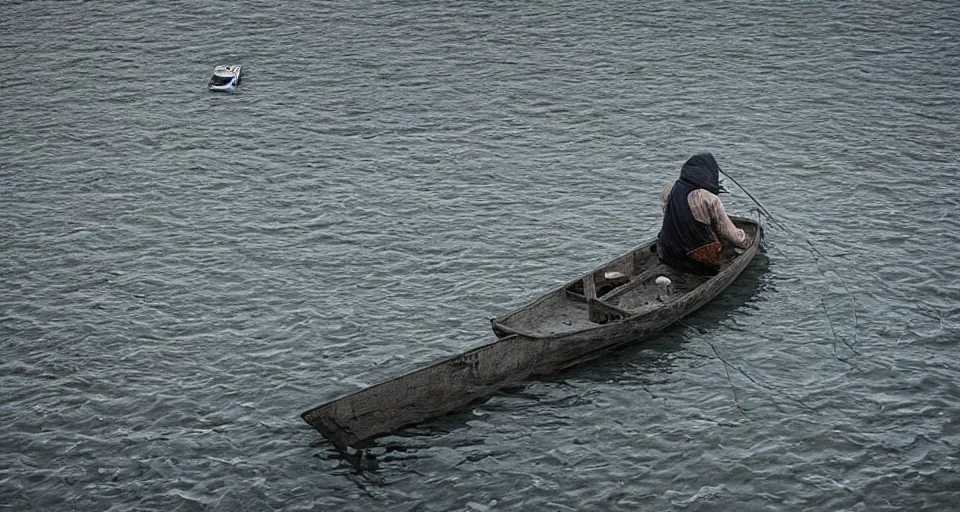 Prompt: portrait of a fishermen fishing for fish by Brooke DiDonato, today's featured photograph, 16K