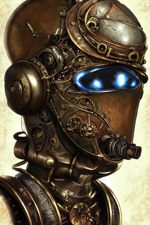 Image similar to steampunk helmet fantasy art mask robot ninja stylized digital illustration sharp focus, elegant intricate digital painting artstation concept art global illumination ray tracing advanced technology chaykin howard and campionpascale and cooke darwyn and davis jack