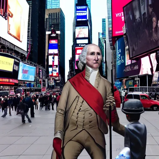 Prompt: george washington confused and afraid in times square ( 2 0 2 2 )