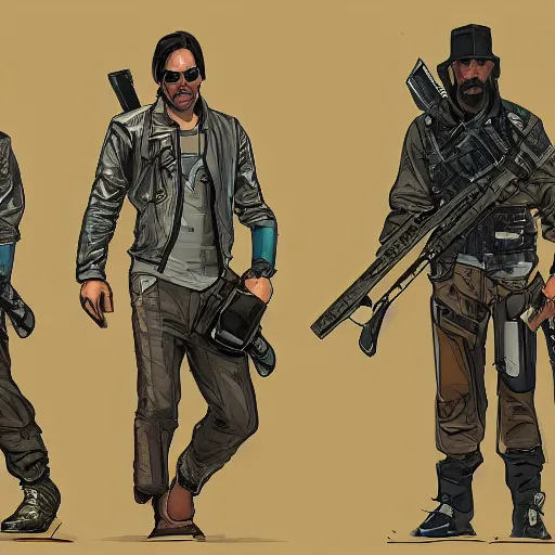 Image similar to keanu reevez in the art style of disco elysium