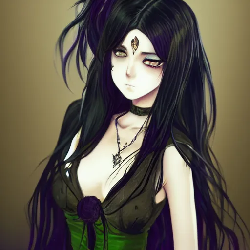 Gothic lady in anime style stock illustration. Illustration of anime -  277879642