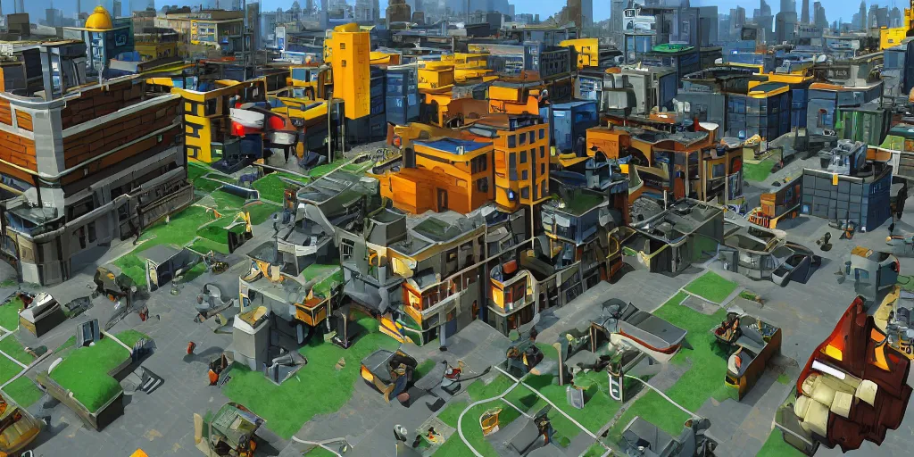 Image similar to half life city 1 7 but in the style of super mario bros