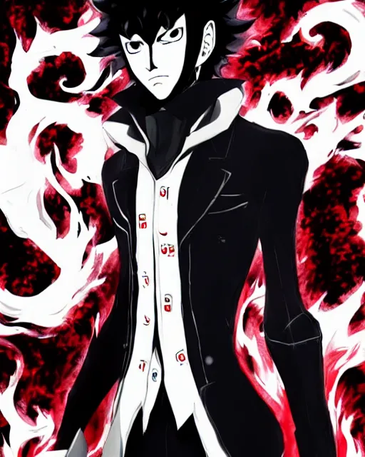 Image similar to Werewolf of ashes and smoke. Portrait in Persona 5, Persona 5 style, anime