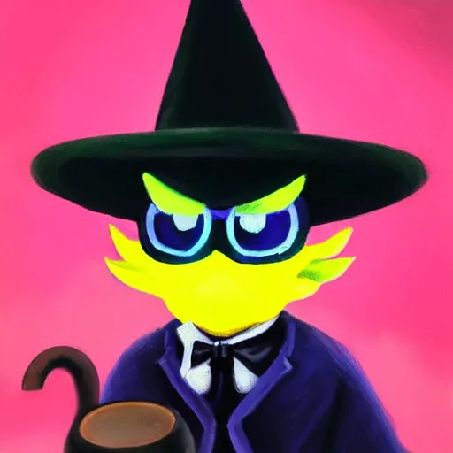 Image similar to a very elegant oil painting of ralsei from deltarune, oil painting, full body, smooth paint, magician, furry, underground, undertale