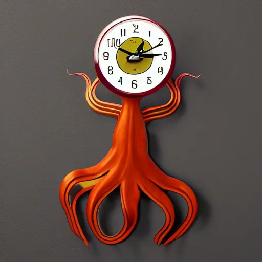 Prompt: futurism octopus clock