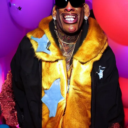 Image similar to dennis rodman in an intergalactic party