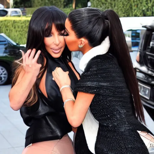 Image similar to kim kardashian french kissing ariana grande