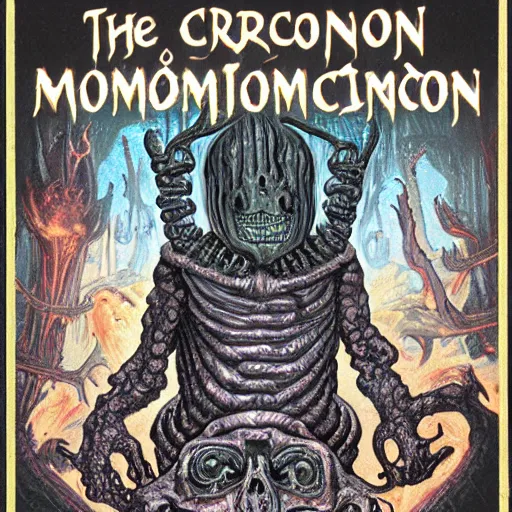 Prompt: the cover of the necronomicon