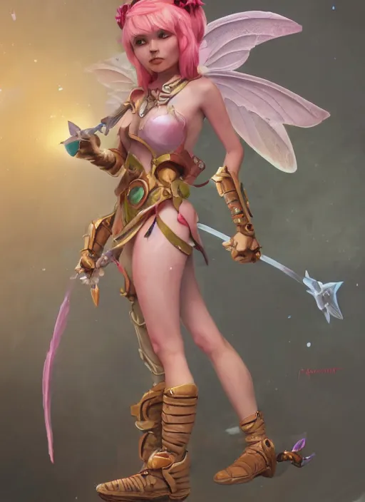 Image similar to poppy the fairy defender, from league of legends, au naturel, hyper detailed, digital art, trending in artstation, cinematic lighting, studio quality, smooth render, unreal engine 5 rendered, octane rendered, art style by klimt and nixeu and ian sprigger and wlop and krenz cushart