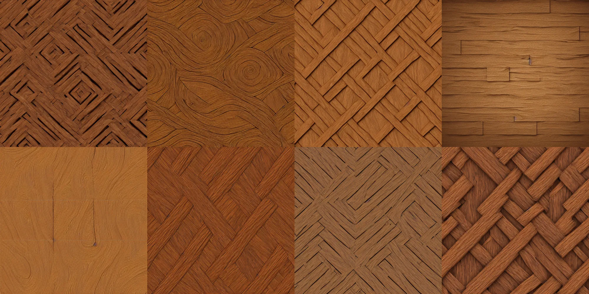 Prompt: seamless wood celtic texture, photographic and hyper realist render, octane render, seamless, no tiling, no borders